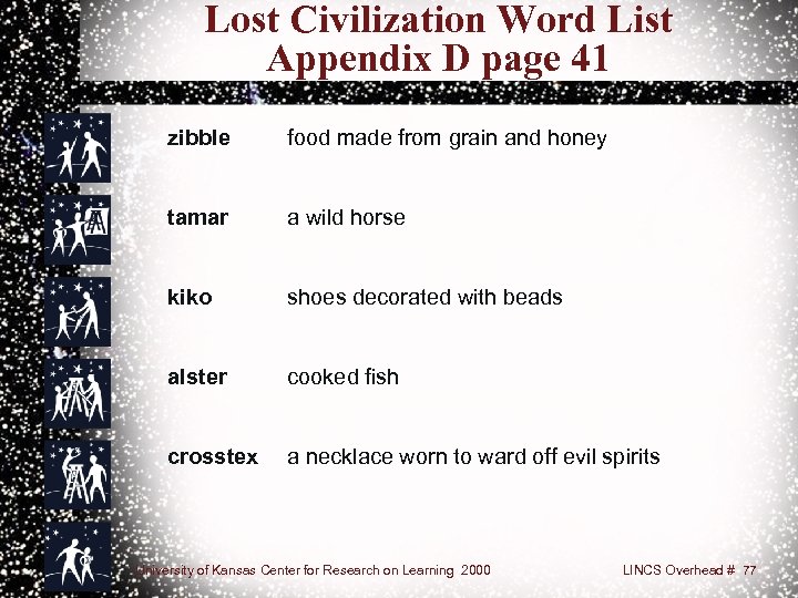 Lost Civilization Word List Appendix D page 41 zibble food made from grain and