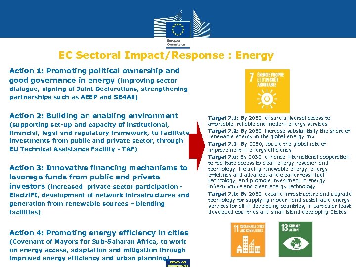 EC Sectoral Impact/Response : Energy Action 1: Promoting political ownership and good governance in