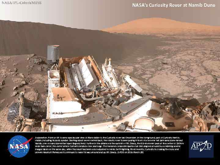 NASA's Curiosity Rover at Namib Dune Explanation: Point or tilt to see a spectacular