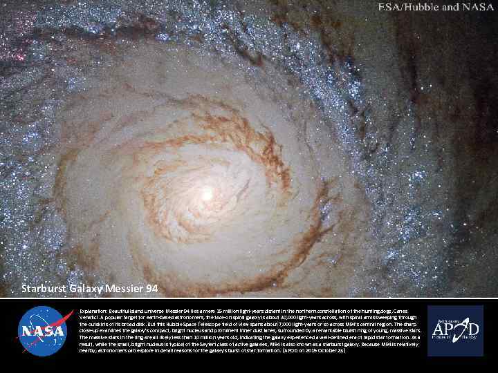 Starburst Galaxy Messier 94 Explanation: Beautiful island universe Messier 94 lies a mere 15