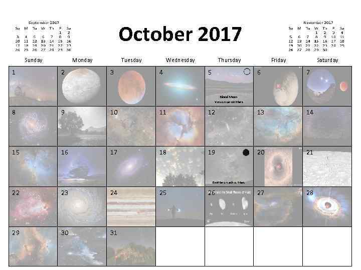 October 2017 Sunday 1 Monday 2 Tuesday 3 Wednesday 4 Thursday 5 Friday Saturday