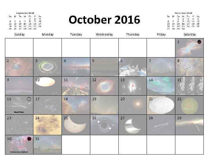 October 2016 Sunday Monday Tuesday Wednesday Thursday Friday Saturday 1 2 3 4 5