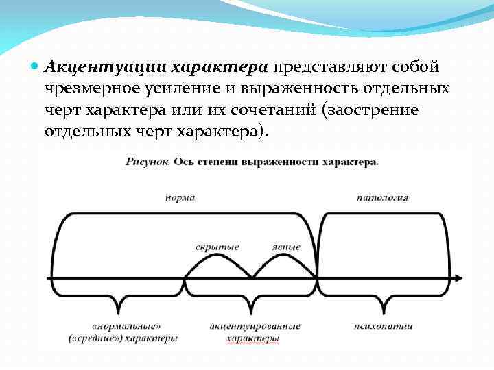  Акцентуации характера представляют собой чрезмерное усиление и выраженность отдельных черт характера или их