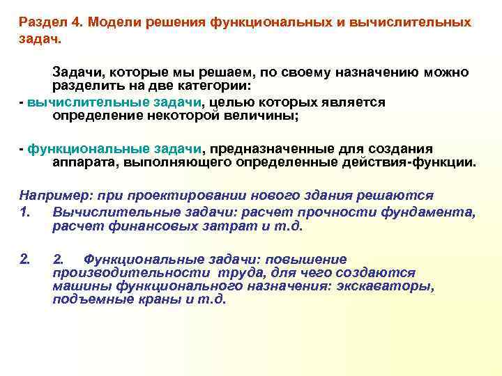 Моделирование решения задач. Функциональная модель решения задачи. Модели решения функциональных и вычислительных задач. Методы решения вычислительных задач. Вычислительные и функциональные задачи.