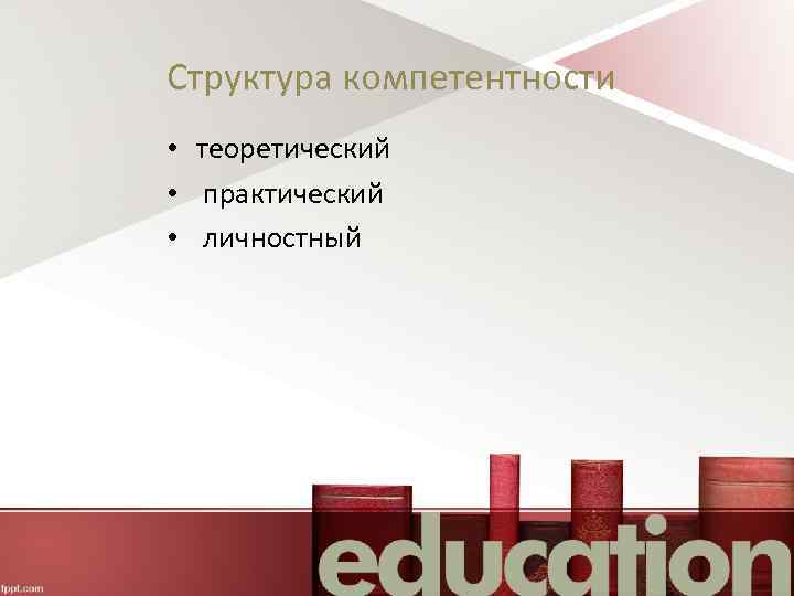 Структура компетентности • теоретический • практический • личностный 