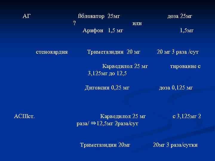 АГ ßблокатор 25 мг доза 25 мг ? или Арифон 1, 5 мг 1,