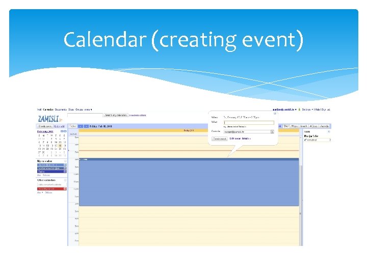 Calendar (creating event) 