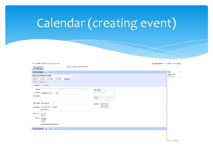 Calendar (creating event) 