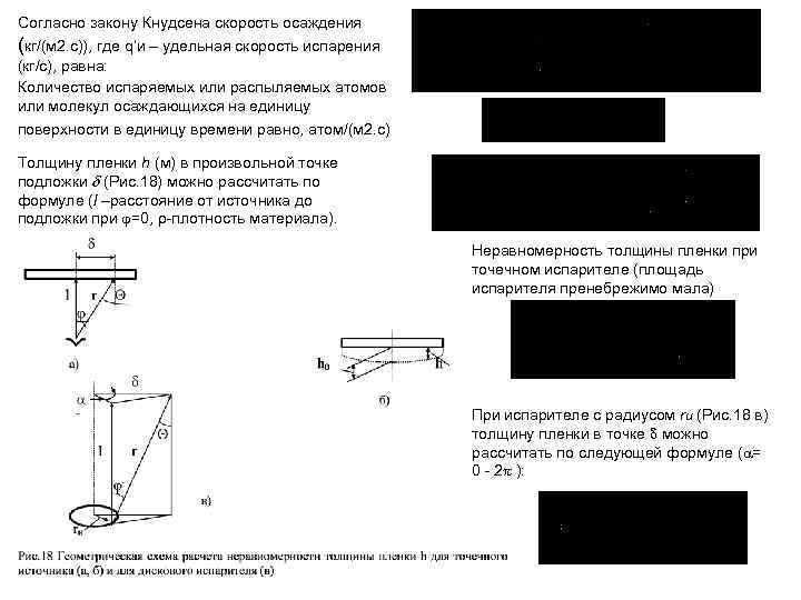 Согласно закону Кнудсена скорость осаждения (кг/(м 2. с)), где q’и – удельная скорость испарения