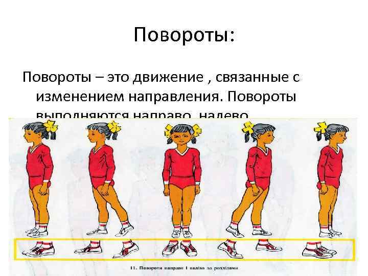 Повороты: Повороты – это движение , связанные с изменением направления. Повороты выполняются направо, налево