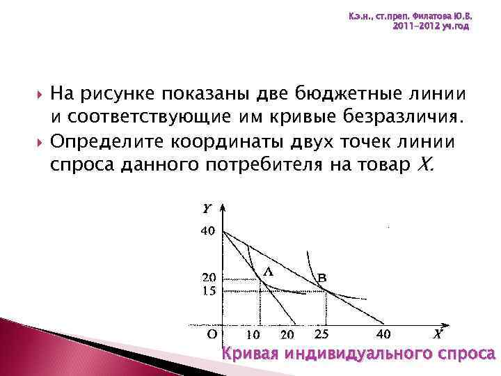 К. э. н. , ст. преп. Филатова Ю. В. 2011 -2012 уч. год На