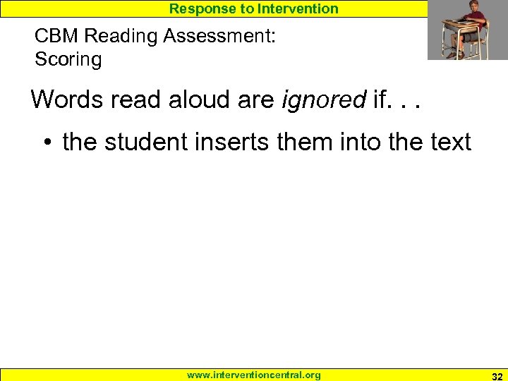 Response to Intervention CBM Reading Assessment: Scoring Words read aloud are ignored if. .
