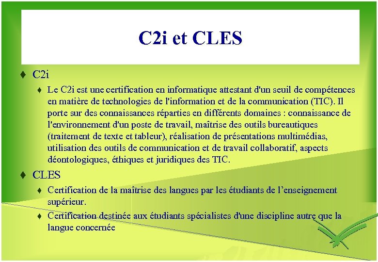 C 2 i et CLES t C 2 i t t Le C 2