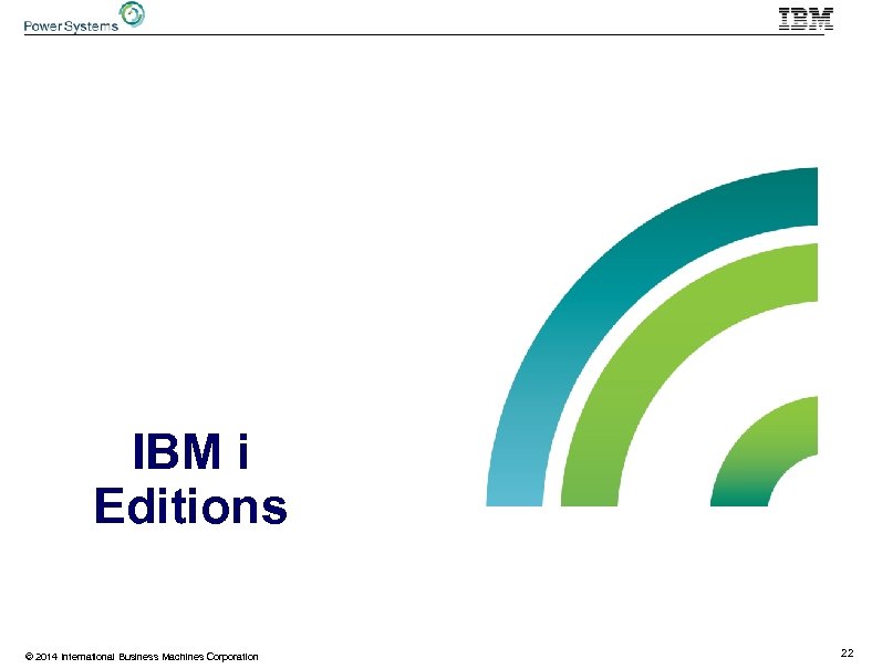 IBM i Editions © 2014 International Business Machines Corporation 22 
