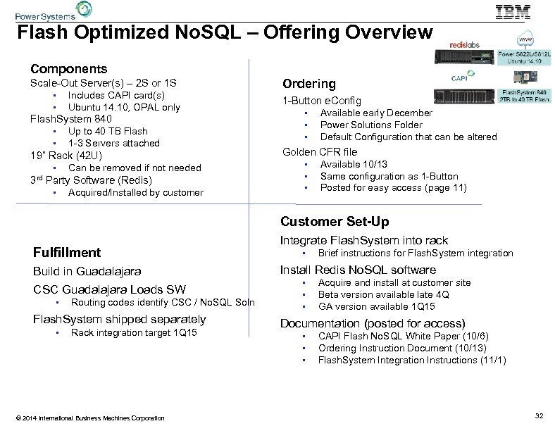 Flash Optimized No. SQL – Offering Overview Components Scale-Out Server(s) – 2 S or