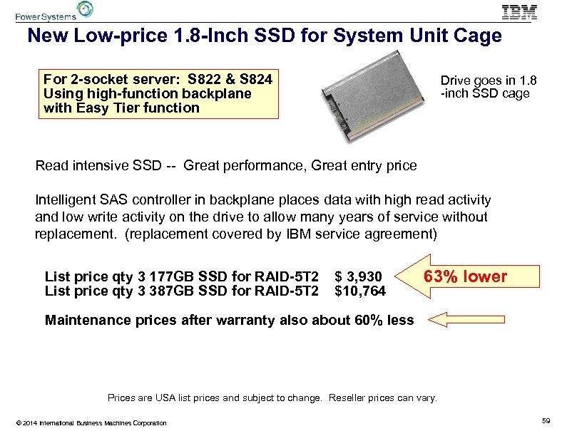 New Low-price 1. 8 -Inch SSD for System Unit Cage For 2 -socket server: