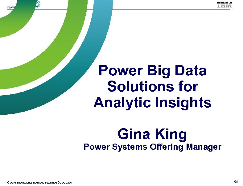 Power Big Data Solutions for Analytic Insights Gina King Power Systems Offering Manager ©