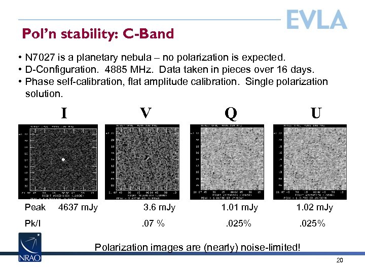 Pol’n stability: C-Band • N 7027 is a planetary nebula – no polarization is