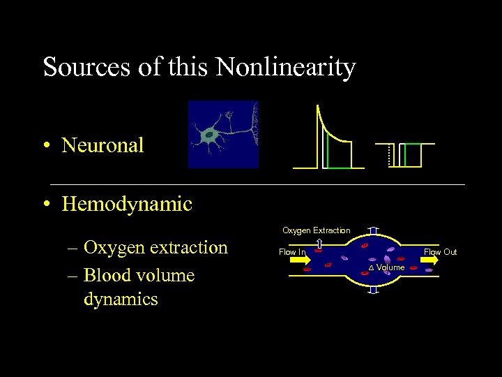 Sources of this Nonlinearity • Neuronal • Hemodynamic Oxygen Extraction – Oxygen extraction –