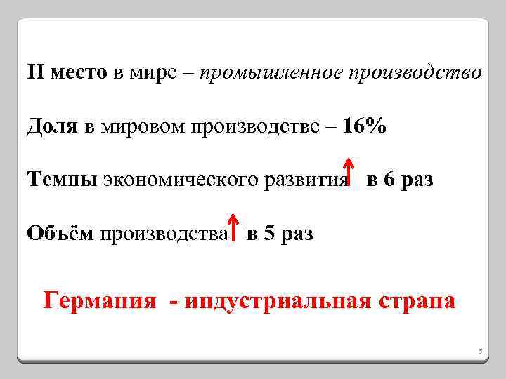 II место в мире – промышленное производство Доля в мировом производстве – 16% Темпы