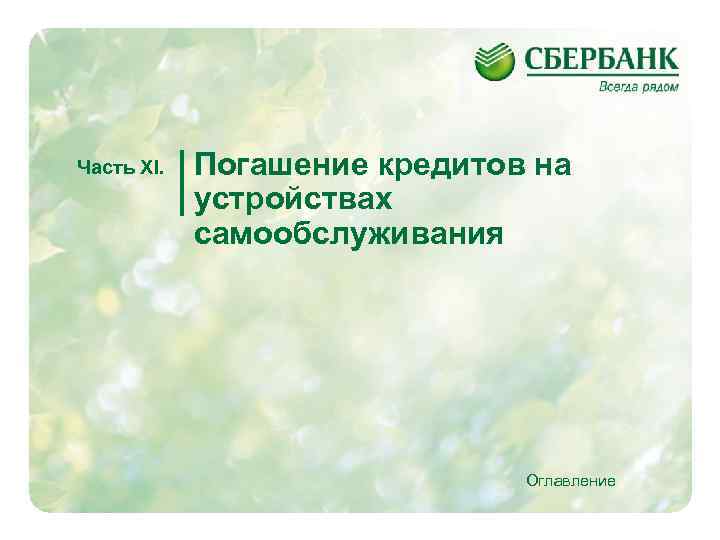 Часть XI. Погашение кредитов на устройствах самообслуживания Оглавление 39 