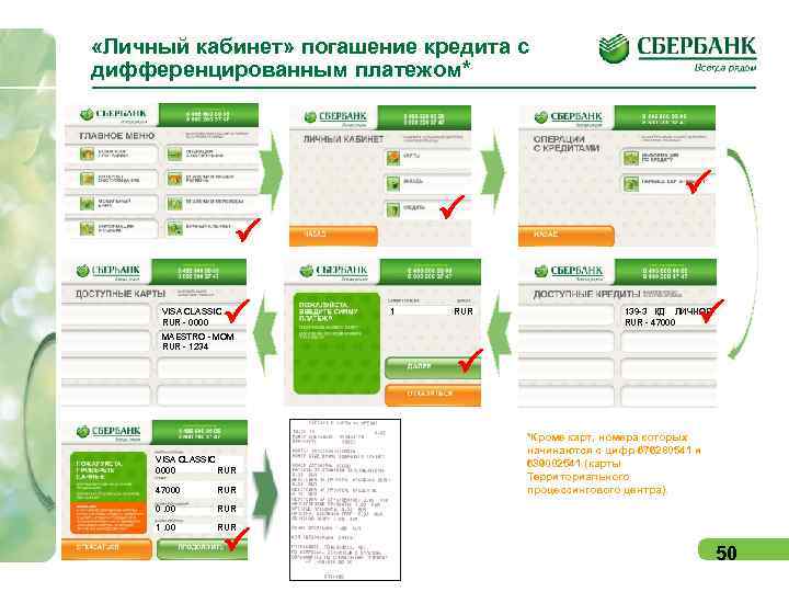  «Личный кабинет» погашение кредита с дифференцированным платежом* P VISA CLASSIC RUR - 0000