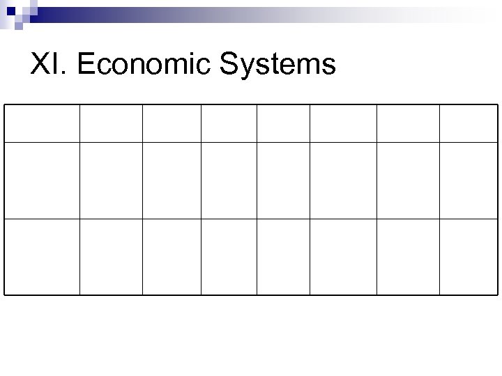 XI. Economic Systems 