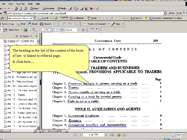 The heading in the list of the content of the book of law is