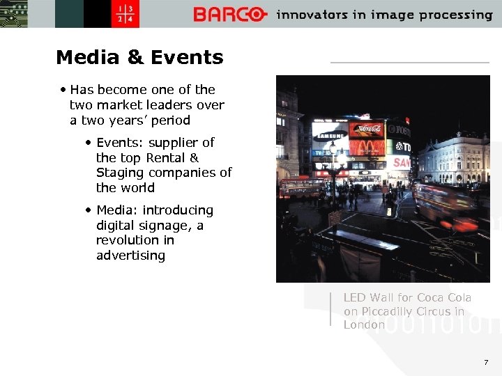 Media & Events • Has become one of the two market leaders over a