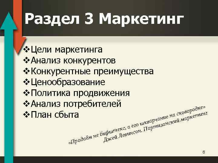 Раздел 3 Маркетинг v. Цели маркетинга v. Анализ конкурентов v. Конкурентные преимущества v. Ценообразование