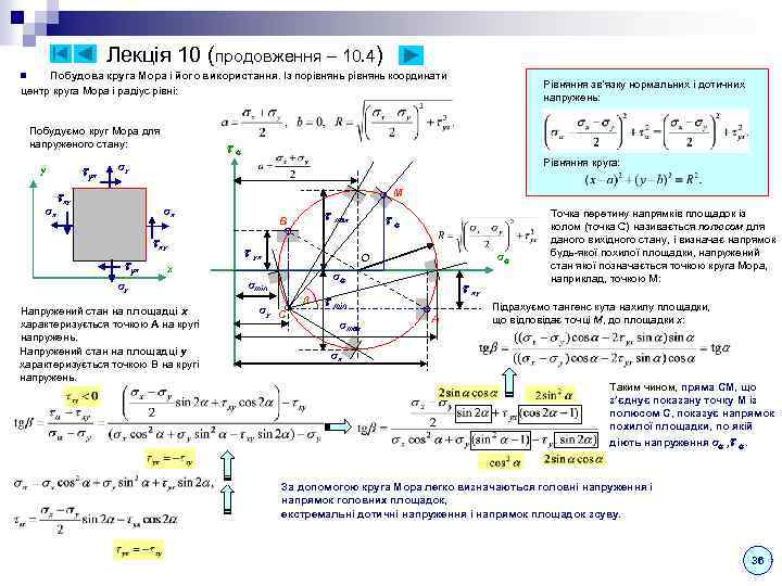 Лекція 10 (продовження – 10. 4) Побудова круга Мора і його використання. Із порівнянь