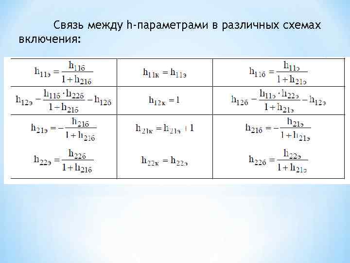 Найти h параметры