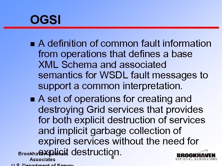 OGSI A definition of common fault information from operations that defines a base XML