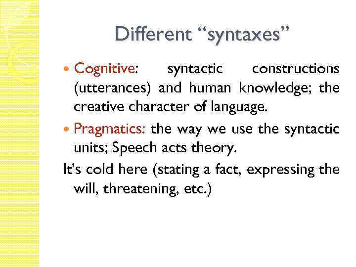 Syntax And Its Basic Notions Syntactic Theories Lecture