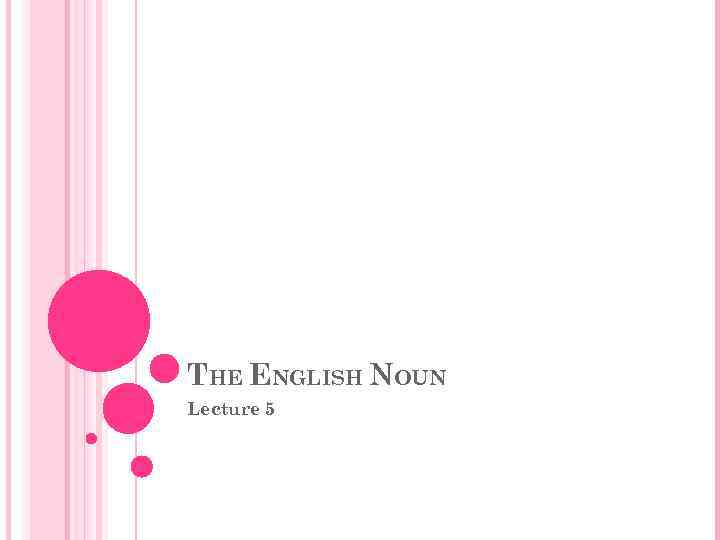THE ENGLISH NOUN Lecture 5 