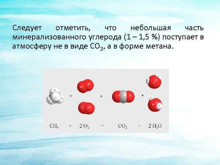 Следует отметить, что небольшая часть минерализованного углерода (1 – 1, 5 %) поступает в