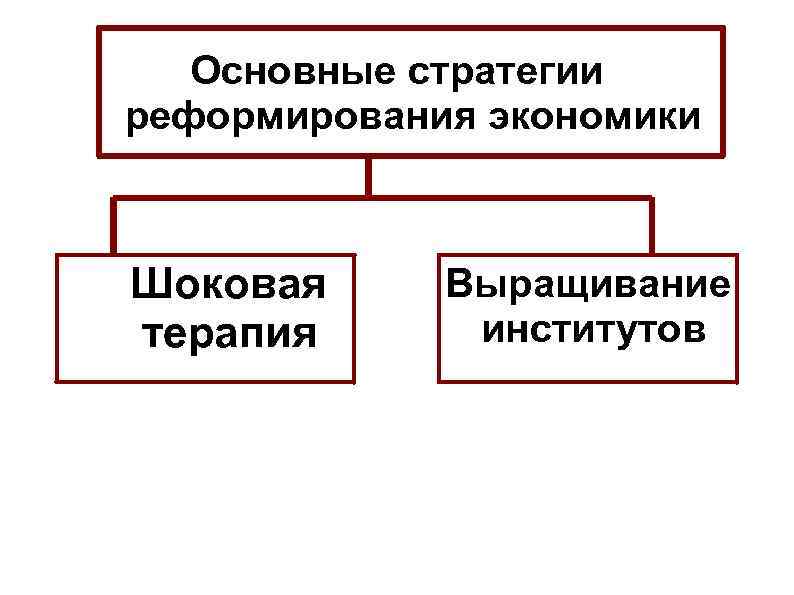 Основные стратегии реформирования экономики Шоковая терапия Выращивание институтов 