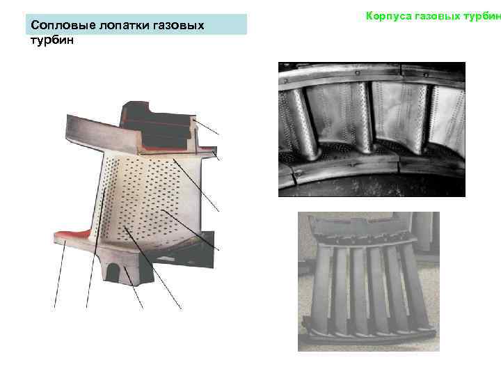 Сопловые лопатки газовых турбин Корпуса газовых турбин 