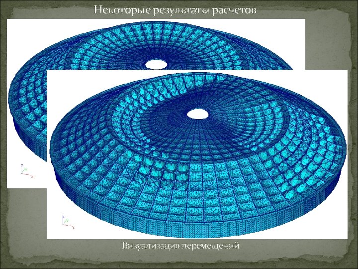 Некоторые результаты расчетов Визуализация перемещений 