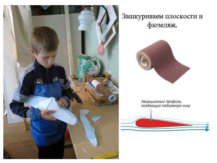 Зашкуриваем плоскости и фюзеляж. 