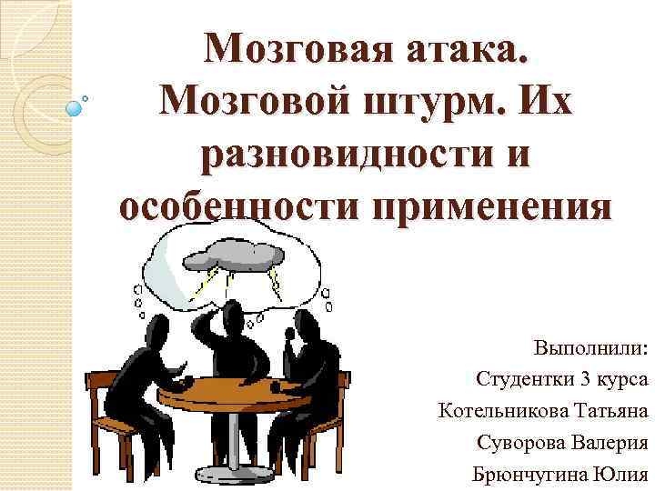 Мозговая атака. Мозговая атака презентация. «Мозговой штурм», «мозговая атака». Особенности мозговой атаки. Особенности применения мозгового штурма.