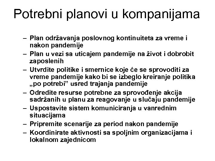 Potrebni planovi u kompanijama – Plan održavanja poslovnog kontinuiteta za vreme i nakon pandemije