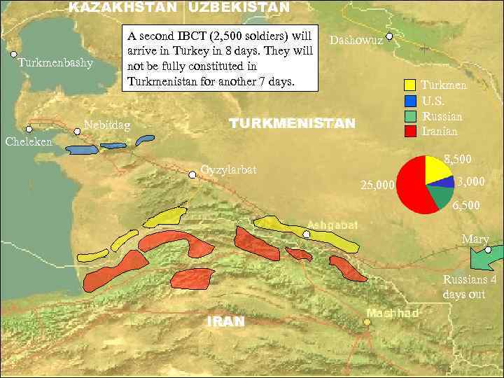 KAZAKHSTAN UZBEKISTAN Turkmenbashy A second IBCT (2, 500 soldiers) will arrive in Turkey in