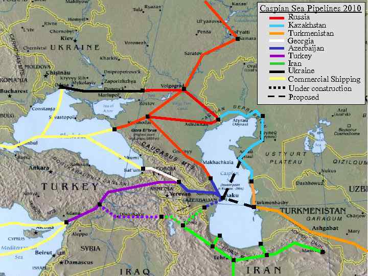 Caspian Sea Pipelines 2010 Russia Kazakhstan Turkmenistan Georgia Azerbaijan Turkey Iran Ukraine Commercial Shipping
