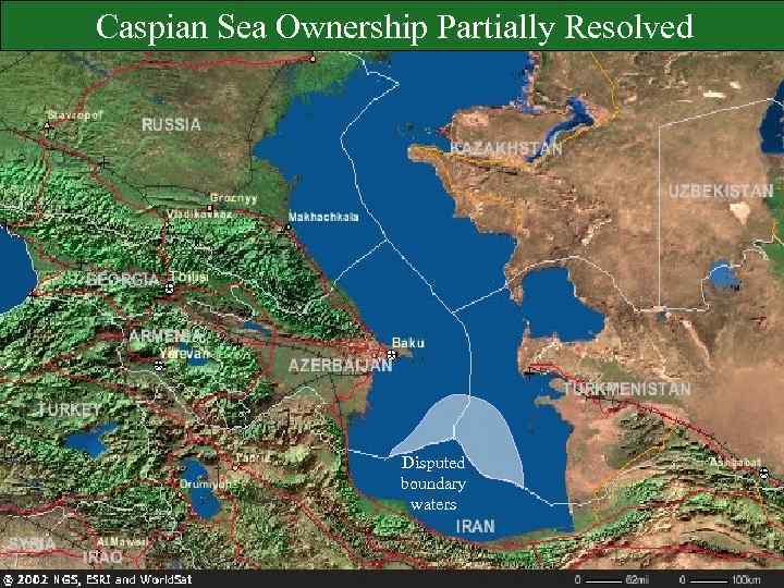 Caspian Sea Ownership Partially Resolved Disputed boundary waters 