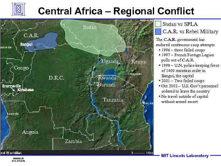 Central Africa – Regional Conflict Sudan vs SPLA C. A. R. vs Rebel Military