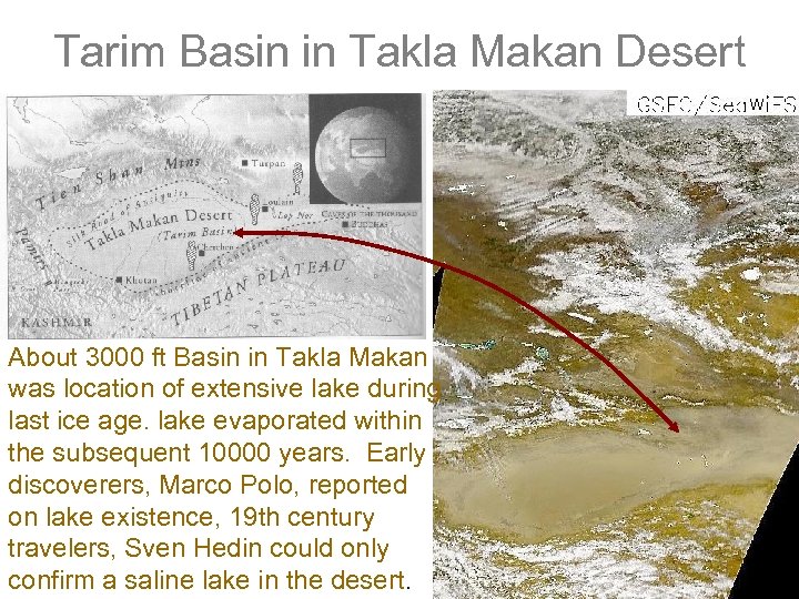 Tarim Basin in Takla Makan Desert About 3000 ft Basin in Takla Makan was