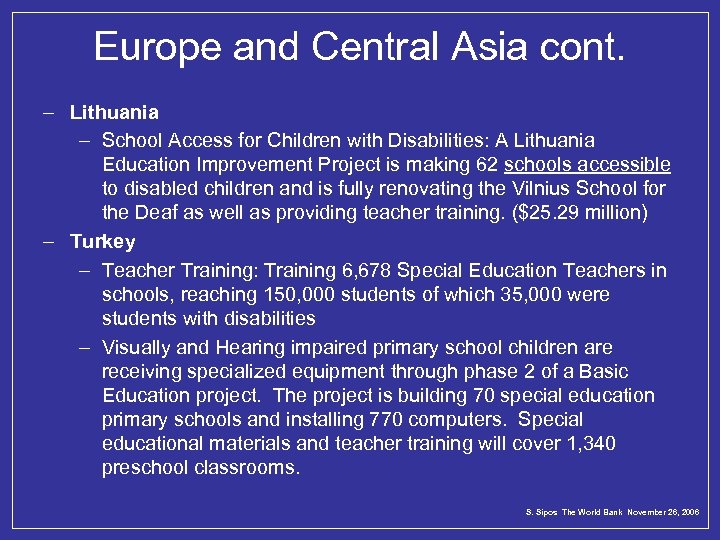 Europe and Central Asia cont. – Lithuania – School Access for Children with Disabilities: