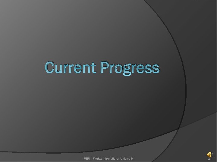 Current Progress REU - Florida International University 21 