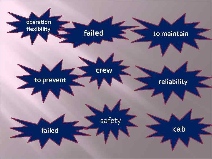 operation flexibility failed to maintain crew to prevent reliability safety failed cab 
